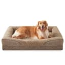 FURTIME Cama ortopédica para perros grandes, cesta para perros de Memory Foam XL, extraíble y lavable, antideslizante, sofá para perros con borde alto, color marrón, 107 x 81 x 19 cm - 1
