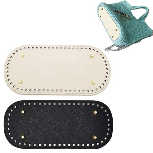 Spldsun 2 piezas Fondo del Borse, Ovale Fondo per Borsa Uncinetto, PU Bolsa Cojín Inferior, bolsa de fondo tejido, ideal para tejer bolsos, bolsas hechas a mano (22 x 10 cm)