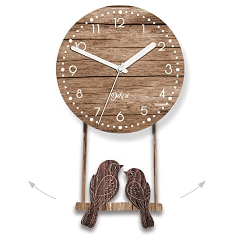Dekori - Reloj De Pared Moderno De Madera con Péndulo. Preciso Y Silencioso, Apto para Todas Las Estancias De La Casa: Cocina Salón Comedor. Producto Original Dekori, Fabricado En Italia. (WOT)
