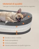 Feandrea Cuccia per Cani di Taglia Media, 76 x 51 x 18 cm, Ortopedica, Rivestimento Impermeabile, Bordi Rialzati, Sfoderabile e Lavabile, Antiscivolo, Grigio Ardesia PGW281GN01 - 5