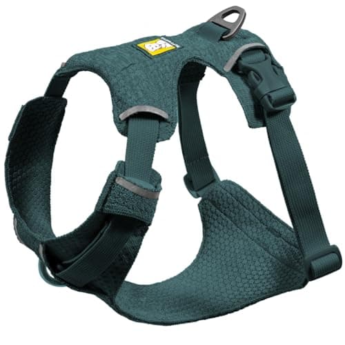 Ruffwear Front Range Flex Dog Harness, Adjustable & Soft, Lightweight Dog & Puppy Harness, 2 Lead Attachment Points, Engineered Knit & Reflective Trim, Deep Teal, Size Medium