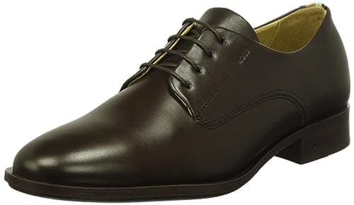 BOSS Mens Colby Derb Leather Derby Shoes with Signature Trims Size 8