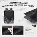 GOLF SUPAGS Mochila Mujer Hombre de Piel Sintética, Elegante Mochila Ordenador Portatil de 15.6 Pulgadas, Mochila Viaje Multifuncional Resistente al agua, para Universidad, Trabajo, Viajes (Negro) - 2