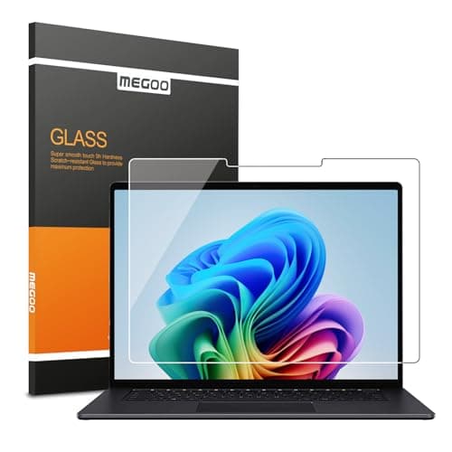 Protector de pantalla de vidrio templado MEGOO para Microsoft Surface Laptop 7 (2024, 15 pulgadas) - Resistente a rayones, fácil instalación, alta claridad