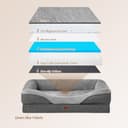 EHEYCIGA Orthopädisches Hundebett Grosse Hunde, 106.5x76x18.5cm, Memory Foam Waschbar und Wasserdicht Hundekorb mit 4 Rändern, Hundesofa Hundecouch rutschfest, Grau - 2