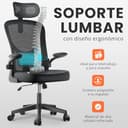 JUPPLIES Silla Escritorio Ergonómica - Silla Oficina Ajustable y Reclinable con Soporte Lumbar, Reposacabezas Ajustable, Reposabrazos Plegables, Malla Transpirable, Ruedas 360°, Soporta 120 kg - 5