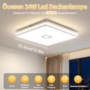 Deckenlampe, 24W LED Deckenleuchte Dimmbar mit APP, 3000-5000K Warmweiß/Naturweiß/Kaltweiß Modern lampe eckig mit Nachtlicht, Badezimmer Lampe decke für Bad Wohnzimmer Küche Flur Schlafzimmer, 32CM - 3