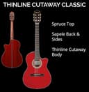 Ibanez GA35TCE-SRR Classical Electro Acoustic Guitar – Thinline Cutaway Nylon String with Spruce Top, Sapele Back & Sides, Undersaddle Pickup, AEQ210T Preamp & Onboard Tuner - Sapphire Red High Gloss - 4