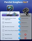 JOYROOM 96W Trasmettitore Bluetooth per Auto,【60W PD & Dual 18W QC】【Bassi & Hi-Fi Stereo】Bluetooth 5.4 Auto, Adattatore Chiamata Vivavoce & Luci LED, Supporta Bluetooth & Aux & Scheda TF - 5