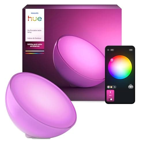 Philips Hue White and Color Ambiance, Lampada Portatile Smart Hue Go, Bluetooth, Dimmerabile, 6W, Bianco