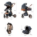 Magic ZC 3 in 1 Pushchair Pram Travel System, Baby Stroller 3 in 1 with Reversible Two Pushing Modes, Newborn Infant Carriage One-Click Folding, Toddler Buggy Aluminum Frame (V9 Deep Grey) - 9