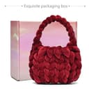 Alzoear Borsa a tracolla intrecciata a mano da donna, in filato grosso, realizzata a mano, Vino rosso, Medium - 6