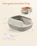 Feandrea Caja Arenero con Bordes Altos, Tamaño XXL, Abierta, con Pala, para Gatitos y Gatos Grandes, Beige Capuchino PPT010LH01 - 7