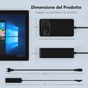 Caricatore Surface Pro 65W 15V 4A Alimentatore per Microsoft Surface Pro 8/7/6/5/4/3/X, Surface Laptop 1/2/3/4, Surface Book 1/2, Surface Go 1/2 Tablet Windows 1796 1800 Caricabatterie con Port USB - 3