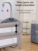 Veitoalioy Multifunktional Baby Beistellbett mit Neben, Convertible Faltbar Co-Sleeping Babybett, Ausgestattet Luxus Moskitonetz mit einem großen Lagerkorb und beweglichen Rädern (6602 Black) - 8