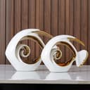 Statuette di pesci in ceramica bianco oro - Decorazione costiera per casa, centrotavola moderni oceanici per soggiorno, bagno, ufficio, casa sulla spiaggia, nautico, litorale, ingresso, espositore - 5