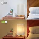 Nachttischlampe, Tischlampe mit Kabelschalter, Lampenschirm aus Leinenstoff Holzsockel Tischlampe Lampe, Modern Tischleuchte Mit Glühbirne für Schlafzimmer, Wohnzimmer, Schreibtisch, Kinderzimmer - 6