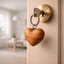 Rienco | Portachiavi Donna Cuore Legno, Unica, Non Personalizzato, Levigato | Forma a cuore, doppio anello, facile da incidere | Portachiavi, accessorio donna - 4