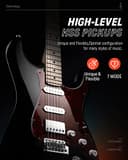 Donner Guitarra Electrica, Pack Guitarra Electrica de Tamaño Completo HSS Pickup Coil Split, Kit Guitarras Eléctricas con Amplificador, Accessories, DST-152B Negro - 4