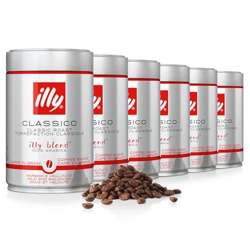 illy 6 barattoli di Caffè in grani Classico, Rosso, 250 g