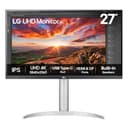 LG UltraFine 27UP83AK-W, 27 inch 4K UHD IPS Computer Monitor, FreeSync, DisplayHDR 400, Speakers, HDMI, DP, USB-C(65W PD), White - 1
