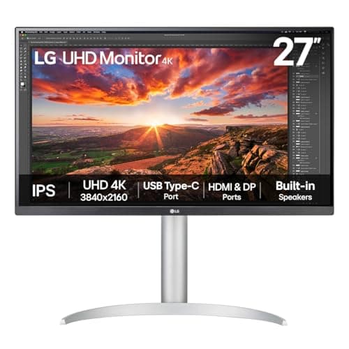 LG UltraFine 27UP83AK-W, 27 inch 4K UHD IPS Computer Monitor, FreeSync, DisplayHDR 400, Speakers, HDMI, DP, USB-C(65W PD), White
