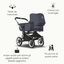 Bugaboo Donkey 5 Mono, Convertibile in un Passeggino Doppio Affiancato, Design Migliorato, Seduta Reversibile, Guida a una Mano e Archiviazione Espandibile, Graphite/Stormy Blue - 4