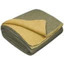 LYHome Manta Lana Merino - Plaid de Lana de Oveja para Viaje Militar Camping, Cubre para Sofa Cama, Mantas Sofas, Cobijas Calientes Invierno Verano (150 x 215 cm, Mostaza - Verde Oliva Doble-Cara) - 1