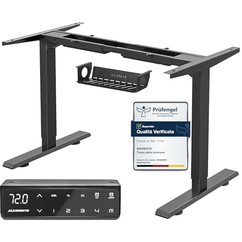 MAIDeSITe Scrivania Regolabile in Altezza, con un' altezza regolabile compresa tra 72 e 120 cm, dotata di 2 motori potenti e 4 tasti di memoria - T2 Pro