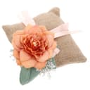 Luxshiny Cuscino Portafedi in Lino Naturale Set da 1 Pezzo Colore Arancione Rustico Decorazione Matrimonio Fatta a Mano per Cerimonia e Anniversari - 1