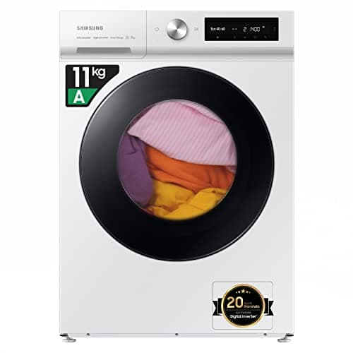Samsung Lavatrice BESPOKE AI con Ecodosatore WW11BB744DGWS3 Libera installazione, 11 Kg, 1400 RPM, Classe A, Wifi, Vapore, Carica Frontale, 60l x 85h x 60p cm, Bianca con Oblò Nero