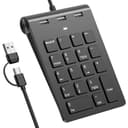2-in-1 Numpad Wired & USB-Hub mit USB-C & USB-A-Kabeln, Ergonomischer 15° Nummernblock mit 3 USB 2.0 Hub, 18-Tasten Ziffernblock für macbook/Laptop/iPad/PC/Windows/MacOS, Schwarzer USB-C Ziffernblock - 1