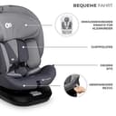 Kinderkraft I-GROW Kindersitz 0-36 kg, I-SIZE 40-150 cm, 360 grad drehbar, Kinderautositz mit Isofix station, FWF und RWF, Verstellbare Kopfstütze/Rückenlehne mit Liegeposition, Grau - 8