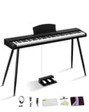 LALAHO 88 Key Semi-Weighted Keyboard Piano, Digital Piano Keyboard with Professional Triple Pedal, Bluetooth MIDI Function, Advanced Chip and Full Equipment for Beginner (Black) - 1