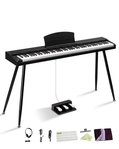 LALAHO 88 Key Semi-Weighted Keyboard Piano, Digital Piano Keyboard with Professional Triple Pedal, Bluetooth MIDI Function, Advanced Chip and Full Equipment for Beginner (Black)