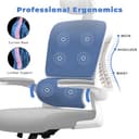naspaluro Sedia Da Ufficio Ergonomica Con Supporto Lombare Adattativo a Forma Di C, Poggiatesta Regolabile, Braccioli Ribaltabili, Sedia Da Ufficio a Rete Traspirante per Scrivania, Casa,Bianco-Grigio - 4