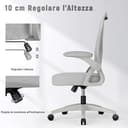 rattantree Sedia da Ufficio con Supporto Lombare, Sedia Ufficio Ergonomica con Braccioli Regolabili in Rete Traspirante, Altezza Regolabile e Schienale Inclinabile con Ruote Girevoli, Grigio - 4