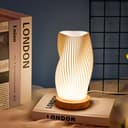 Focenat Nachttischlampe mit Holzsockel, 9-Stufig Dimmbare Nachttischlampe, Tischleuchte Minimalistische mit PLA Lampenschirm, Kleine Tischlampe mit Kabel, für Schlafzimmer Nachttisch Wohnzimme - 5