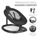 KikkaBoo Sdraietta Neonati Elettrica ZAZU, Dondolo Neonati Elettrico, Altalena per Neonato, Movimento Silenzioso 3 Direzioni e 3 Velocità, Schermo Touch, Pannello Musicale con Timer (Nero) - 6