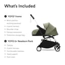 Stokke YOYO3 Stroller with Newborn Pack (Olive) - Includes Frame (White), Mattress, Five-Point Harness, Extendable Canopy, Padded Shoulder Strap & Protective Storage Bag - 6