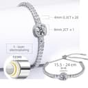 Pulsera de tenis de moissanita, diamantes de moissanita cultivados en laboratorio de 2CT y 8mm, chapada en rodio, pulsera ajustable de color plateado y blanco para mujeres, elegante, joyería. - 4