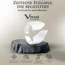 Vinani Damen Design Ring 925 Sterling Silber – Breiter Offener Flügelring mit Gebürstetem Finish, Verstellbares Modernes Statement-Schmuckstück für Damen, Handgefertigt, Größe 56 2RBR-56 - 2