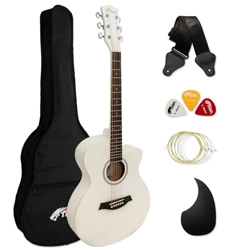 TIGER ACG1-WH Chitarra acustica Small Body con corde in acciaio per principianti - Bianco