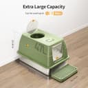 Lettiera per Gatti in Acciaio Inox, Lettiera Gatto Chiusa XXL, 60 x 40 x 39 cm Toilette per Gatti Grande XL con Pala, Cassette igieniche per gatto, Doppio Strato Opaco - Verde - 2