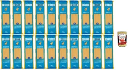 De Cecco Spaghetti No. 12, Italian Durum Wheat Pasta, 20 Packs of 500g + Italian Gourmet Polpa 400g