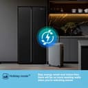 Fridgemaster MS83430EB Freestanding Slim American Side by side Door Fridge Freezer 441L, Total No Frost, Inverter compressor, Black, 83.2x178.0cm, Energy Rating E - 15