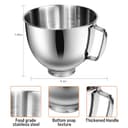 PQPO Edelstahl Mixer Schüssel für Kitchen Aid 4,5-5 Quart Standmixer, kompatibel mit Kitchen Aid Mixer Zubehör - 3