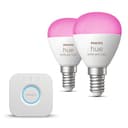 Philips Hue Starterpaket - E14 - mit 2 Kugel LED Lampen - Weißes und Farbiges Licht - inkl. 1 Hue Bridge - Hue White and Color Ambiance - 1