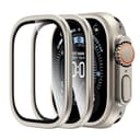 LϟK 2 Stück für Apple Watch Ultra 3/2/1 Displayschutzfolie 49mm - 9H gehärtetes Glas + Titanlegierung Rahmen [Bleiben Sie Original+Blasenfrei] Wasserdichte HD Glasfolie für iWatch Ultra 49mm - 1