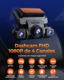 Volam 360° 4 Canales Dashcam Delantera y Trasera, 5GHz WiFi & App Dash CAM Coche, Camara Coche Grabadora con Tarjeta 128 GB, Visión Nocturna IR, 24H Modo Aparcamiento con Kit de Cableado Gratis - 2